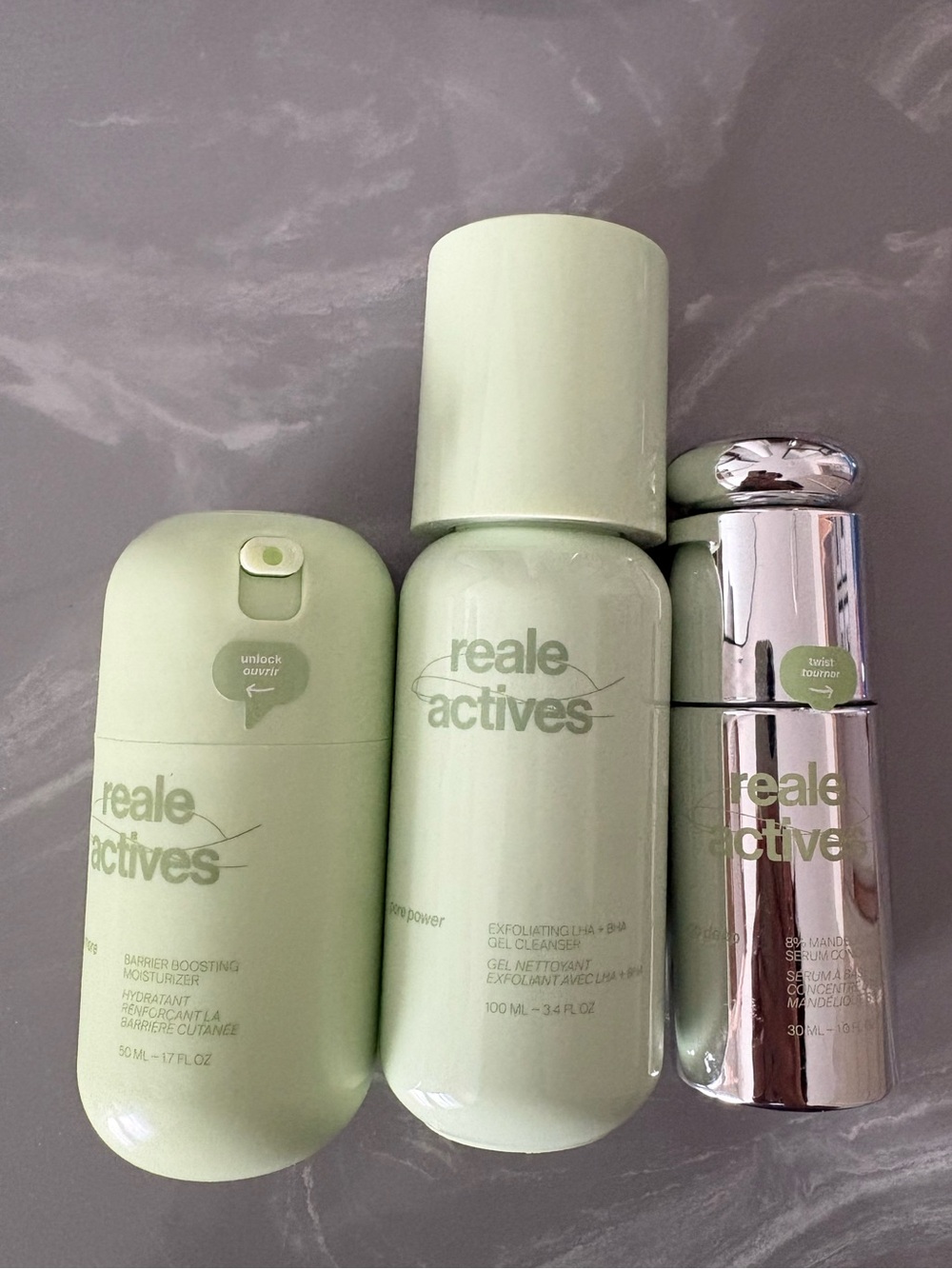 Reale Actives Skincare Trio in Light Mint Green